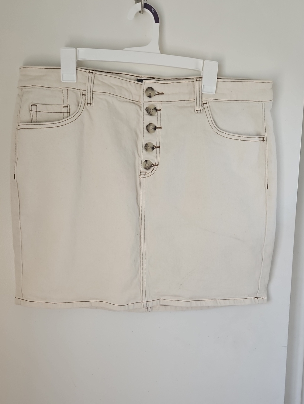 Torrid Cream Button-Front Mini Skirt
